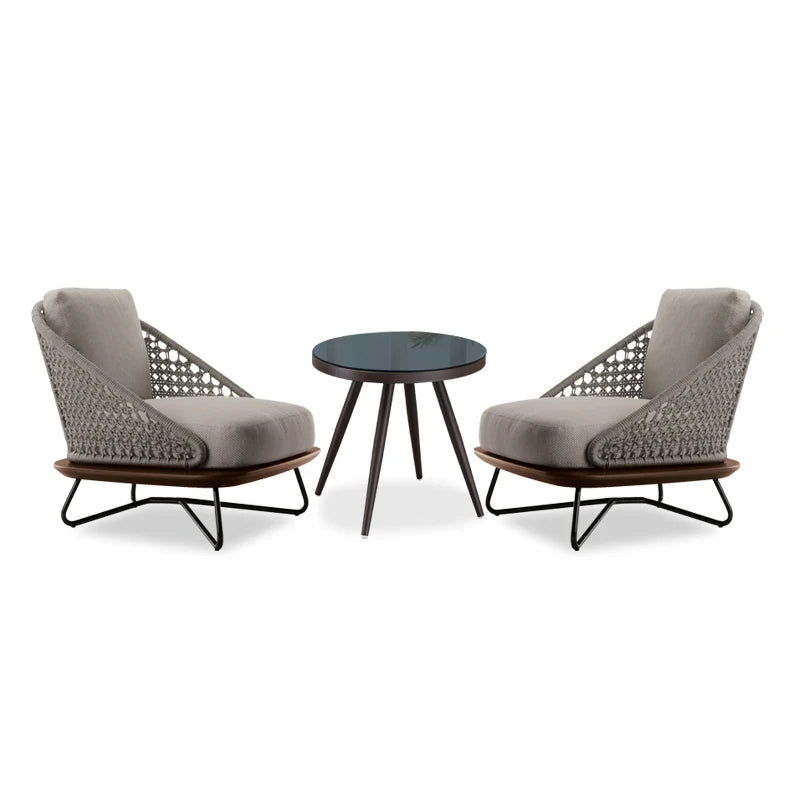 Nordic Outdoor Garden Wooden Rattan Sofa Set