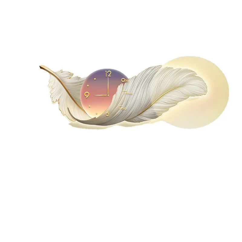 Creative Feather Clock with LED Light
