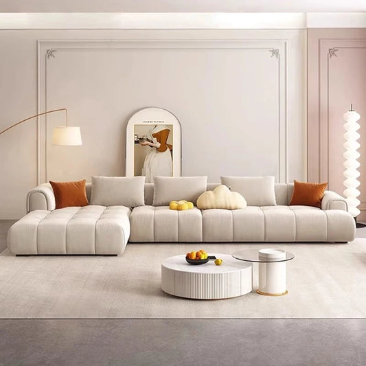 Minimalist Modern Cloud Puff L Shaped Sectional Sofa