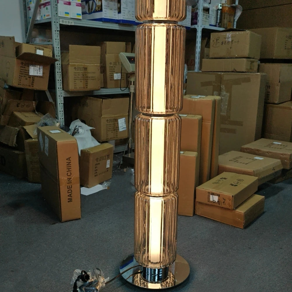 Nordic LED Stand Lighting Smoke Glass Floor Lamp