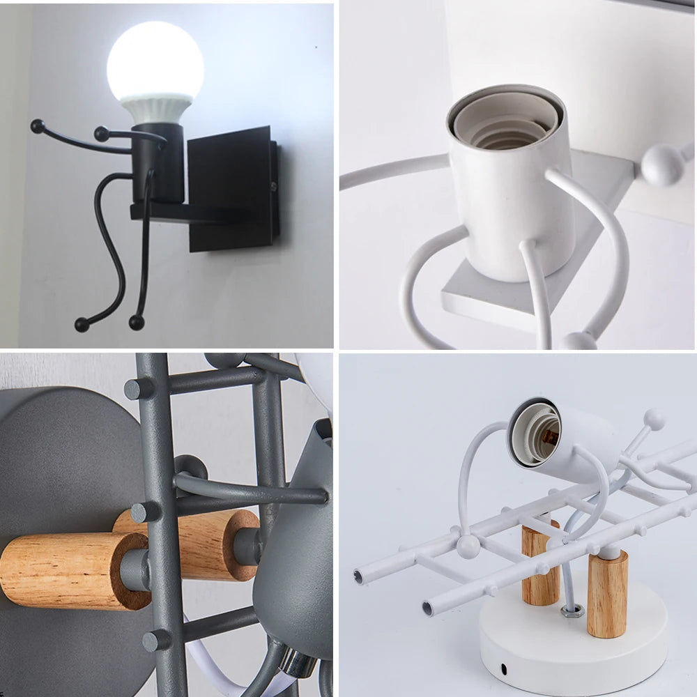 Moderne LED-Wandleuchte im nordischen Cartoon-Stil
