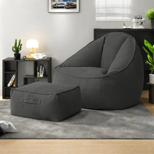 Corduroy Single Lightweight Ottoman Bean Bag Chair