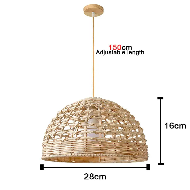 Bamboo Chandelier Pendant Lamp Hanging Wood Ceiling Light - Beige Upside Down Bowl / White light - Ceiling Lamp