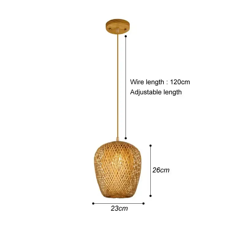 Bamboo Chandelier Pendant Lamp Hanging Wood Ceiling Light - Bottle Shape / White light - Ceiling Lamp
