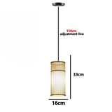 Bamboo Chandelier Pendant Lamp Hanging Wood Ceiling Light - Cylinder / White light - Ceiling Lamp