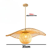 Bamboo Chandelier Pendant Lamp Hanging Wood Ceiling Light - Small Ball / White light - Ceiling Lamp