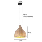 Bamboo Chandelier Pendant Wood Ceiling Lamp - Wood - 26 x 26 cm / White light - Ceiling Lamp