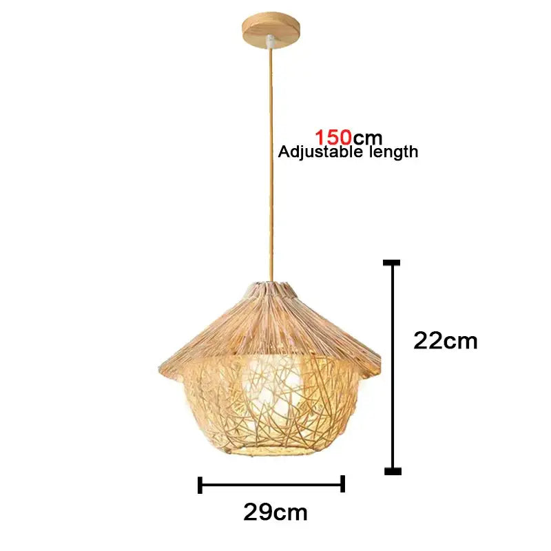 Bamboo Chandelier Pendant Wood Ceiling Lamp - Wood - 29 x 22 cm / White light - Ceiling Lamp