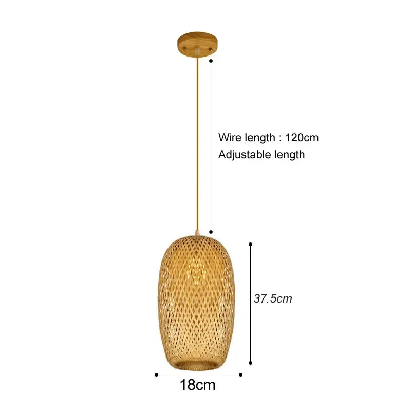 Bamboo Chandelier Pendant Wood Ceiling Lamp - Wood - 37.5 x 18 cm / White light - Ceiling Lamp
