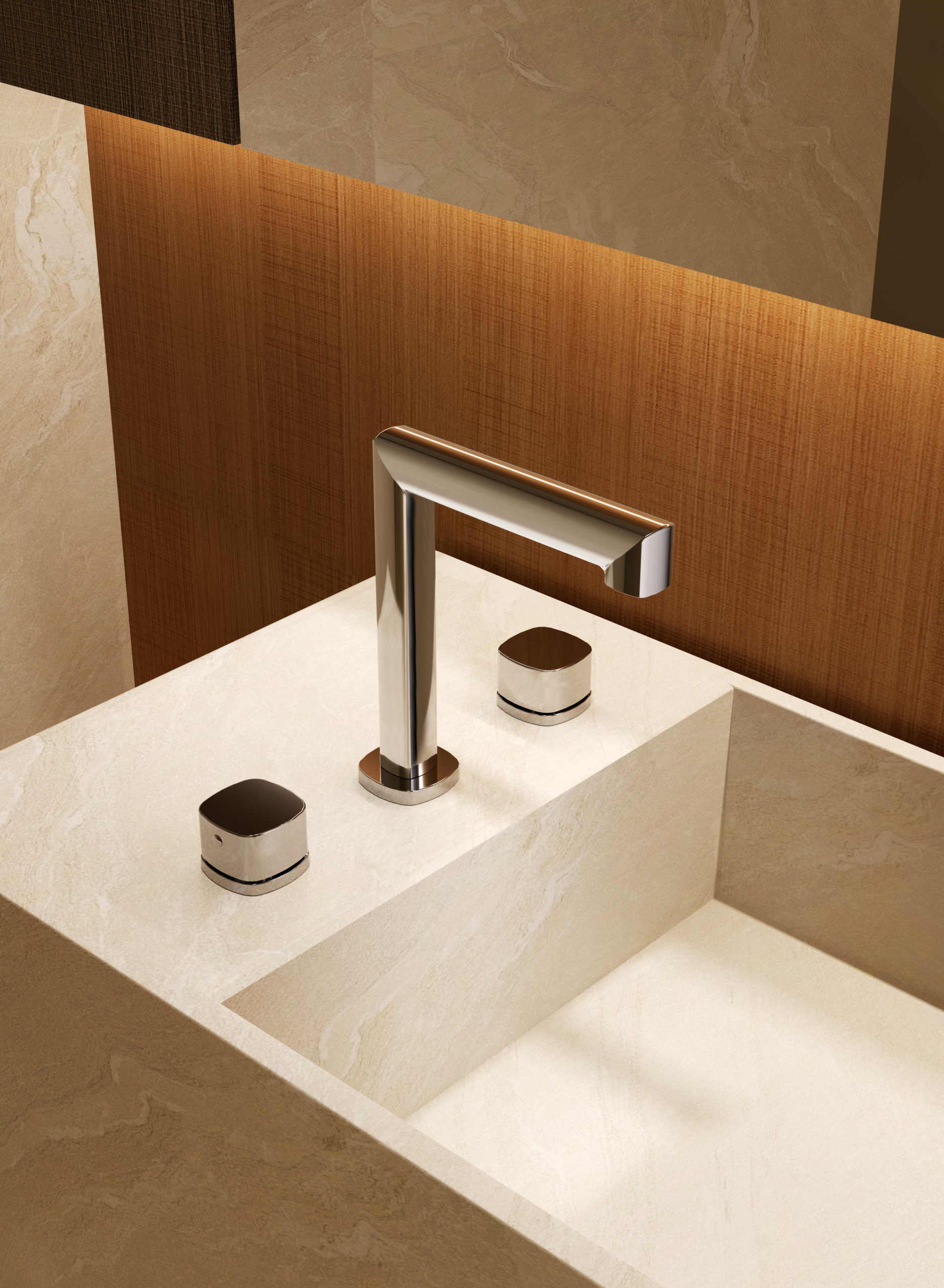 Toscana Matte Black Low Spout Countertop Two Handle Basin Mixer, view 3