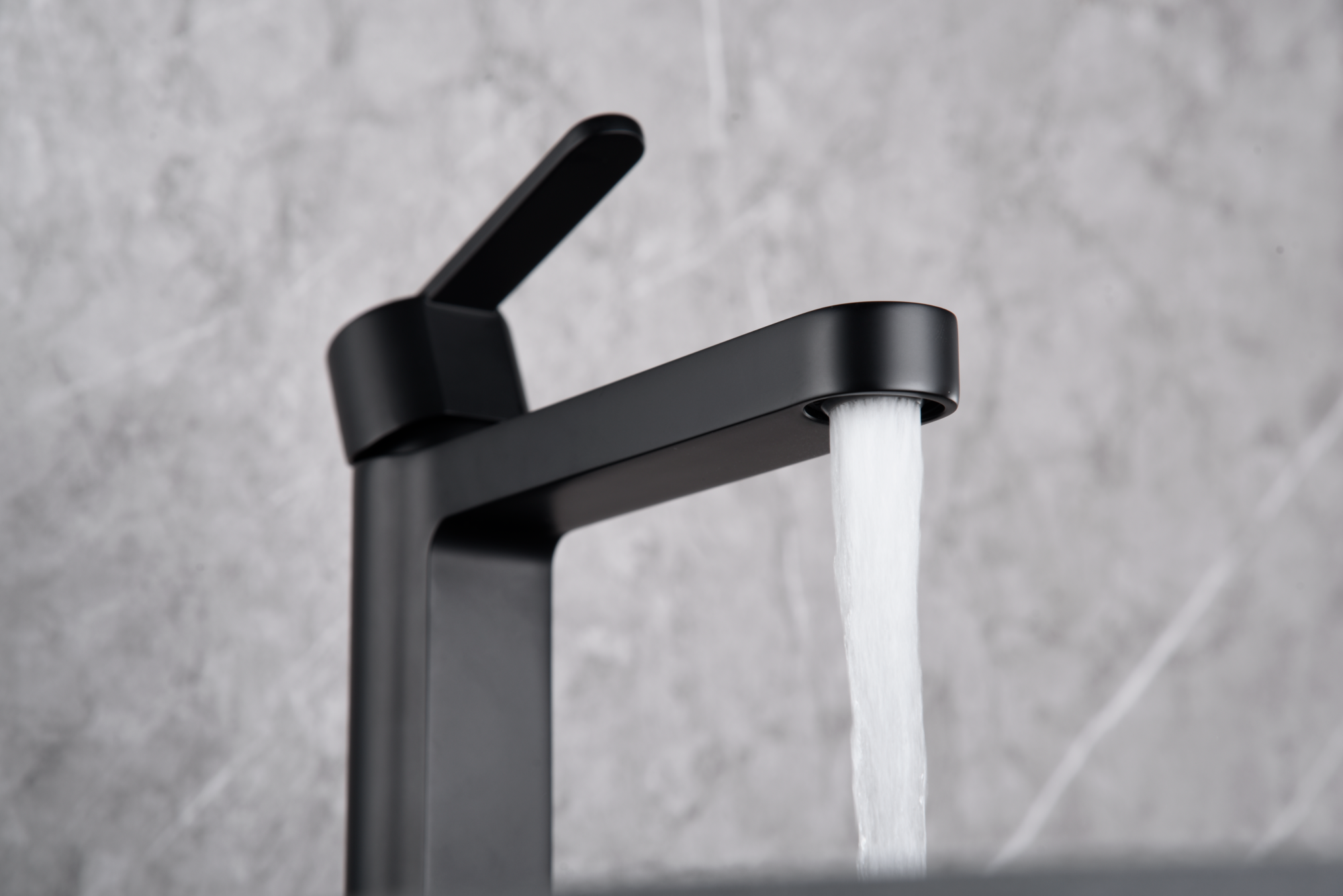 Matte Black Single Lever Sink Faucet Modern Design, view 3