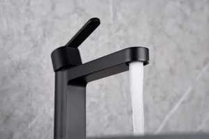 Matte Black Single Lever Sink Faucet Modern Design, view 3