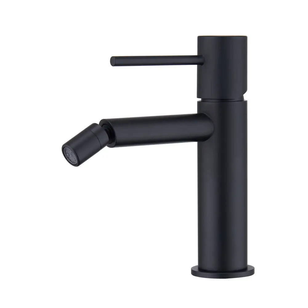 Monza matte black single handle bidet mixer faucet close-up view