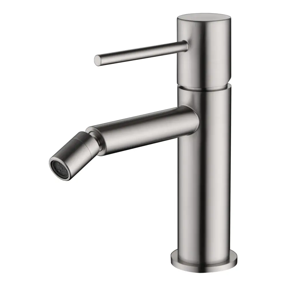 Monza brushed nickel single lever bidet mixer faucet closeup