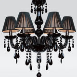 Black Crystal Tears Chandelier Lamp - 6 Arm Lights / Without Lampshades - Chandelier