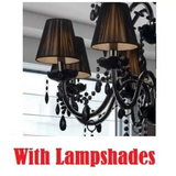Black Crystal Tears Chandelier Lamp - 8 Arm Lights / With Lampshades - Chandelier