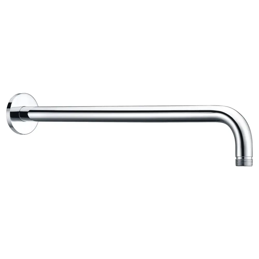 Chrome round shower arm wall mount in modern bathroom style
