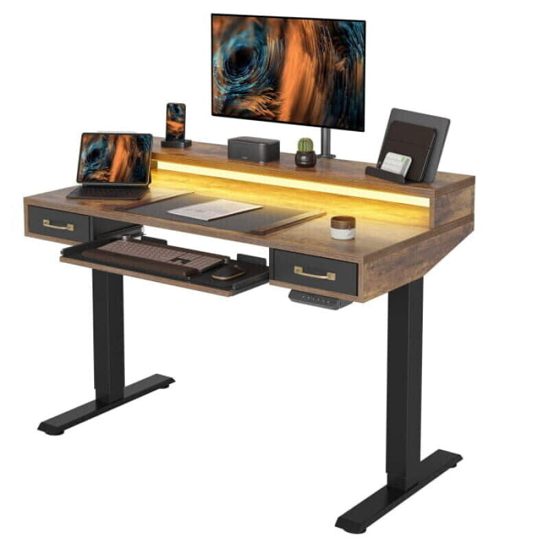 Brooklyn A led electric Standing Desk With Drawers and Keyboard