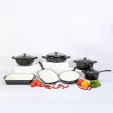 Cast Iron Non stick Pan Pot Casserole - 7-Piece Set / Dark gray - Cookware set