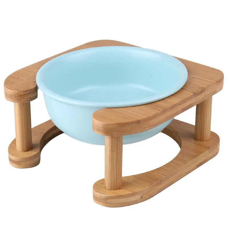 Pet Feeding Bowl With Wood Stand - Feeding Bowl