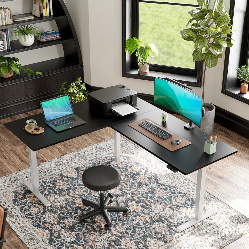 Triple Motor L-shaped Standing Desk