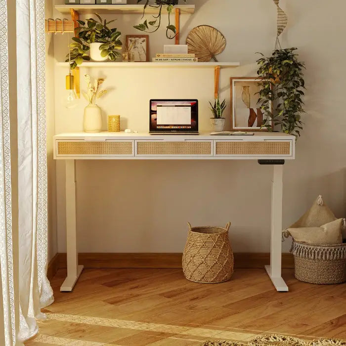 Rattan Soan Electric Standing Desk - 48’’ x 26’’ / White - Standing Desk