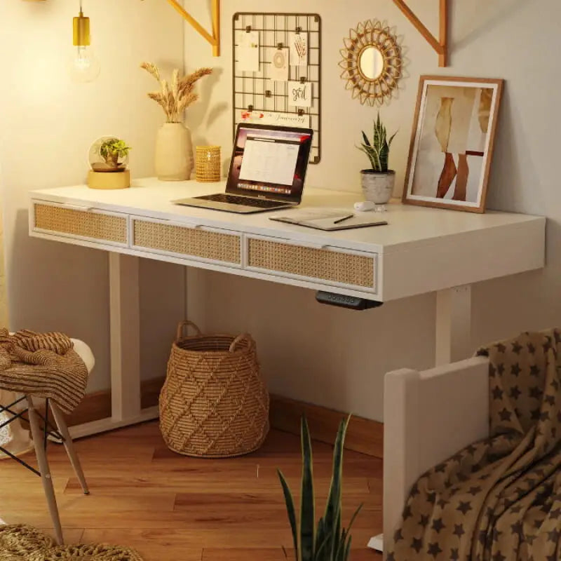 Rattan Soan Electric Standing Desk - 48’’ x 26’’ / White - Standing Desk