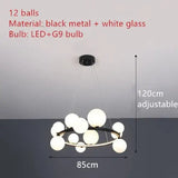 Clear Glass Bubble LED Chandelier Lamp - 12-Black-White / Warm White - Ceiling Light
