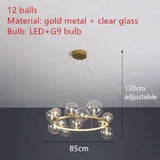 Clear Glass Bubble LED Chandelier Lamp - 12-Gold-Clear / Warm White - Ceiling Light