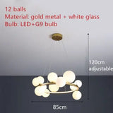 Clear Glass Bubble LED Chandelier Lamp - 12-Gold-White / Warm White - Ceiling Light