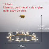 Clear Glass Bubble LED Chandelier Lamp - 17-Gold-Clear / Warm White - Ceiling Light