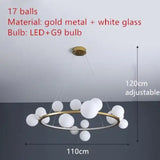 Clear Glass Bubble LED Chandelier Lamp - 17-Gold-White / Warm White - Ceiling Light