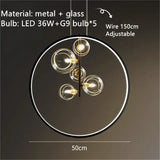 Clear Glass Bubble LED Chandelier Lamp - 6 Lights / Warm White - Ceiling Light
