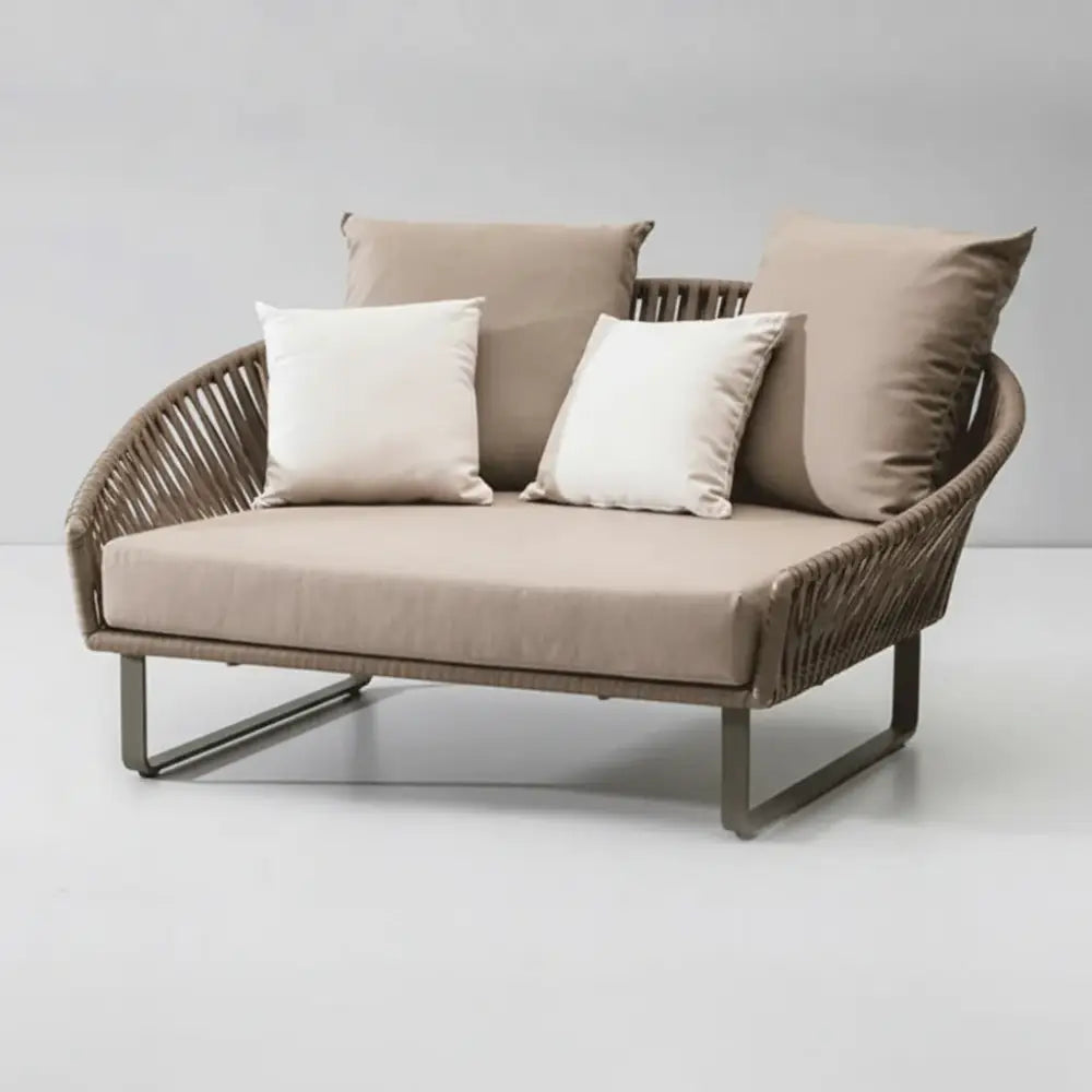 Close up of modern rattan weave texture on U-Shape outdoor sofa garden furniture set