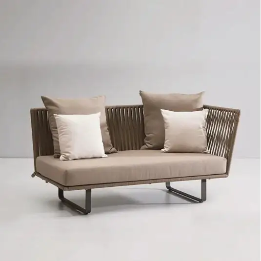 Close up of modern rattan weave texture on U-Shape outdoor sofa set garden furniture