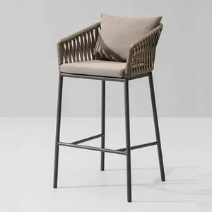 Close up of woven rattan texture on modern U-shape outdoor sofa set garden furniture