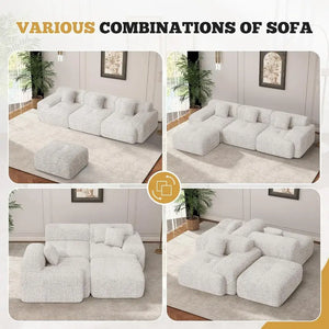 Cloud Haven Modular Chenille Sectional Sofa - United States / Beige - Sofa