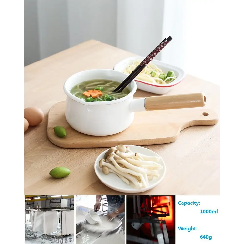 Wood Enamel Single Handle Pot - Cookware set