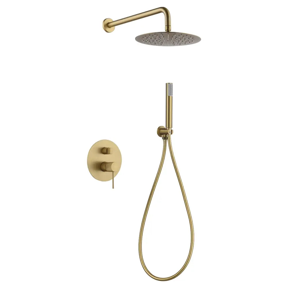Brushed gold single handle recessed shower set with modern monomando design