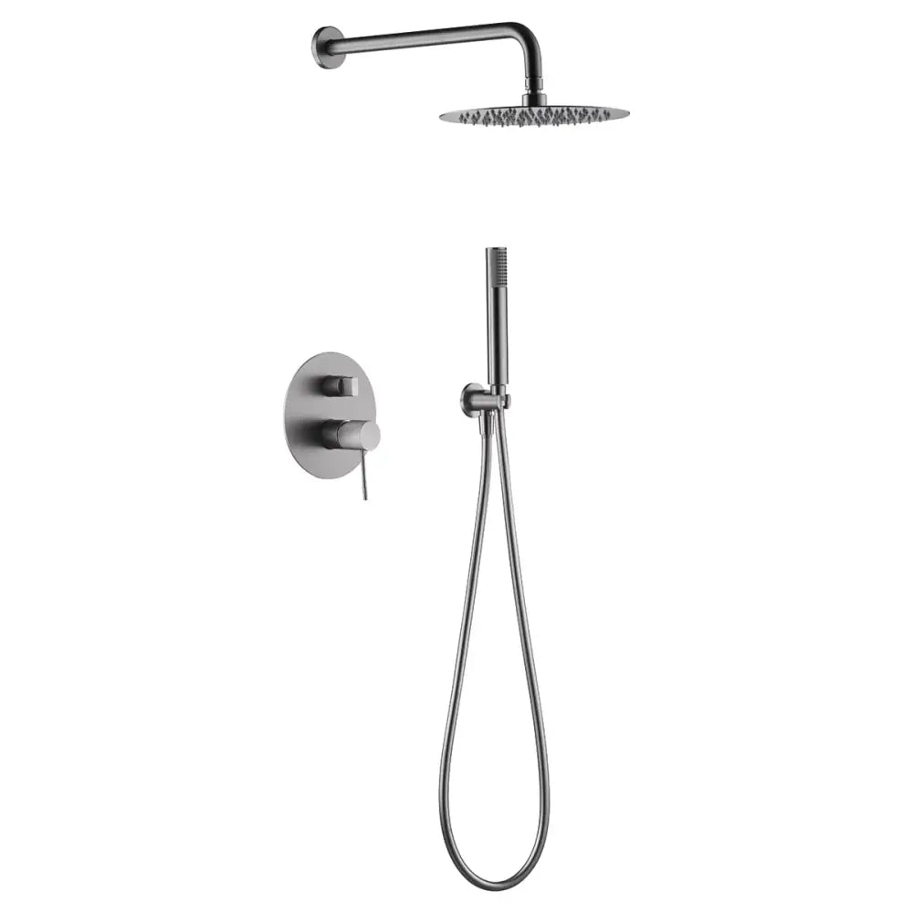 Brushed nickel single handle built-in shower set with modern monomando design
