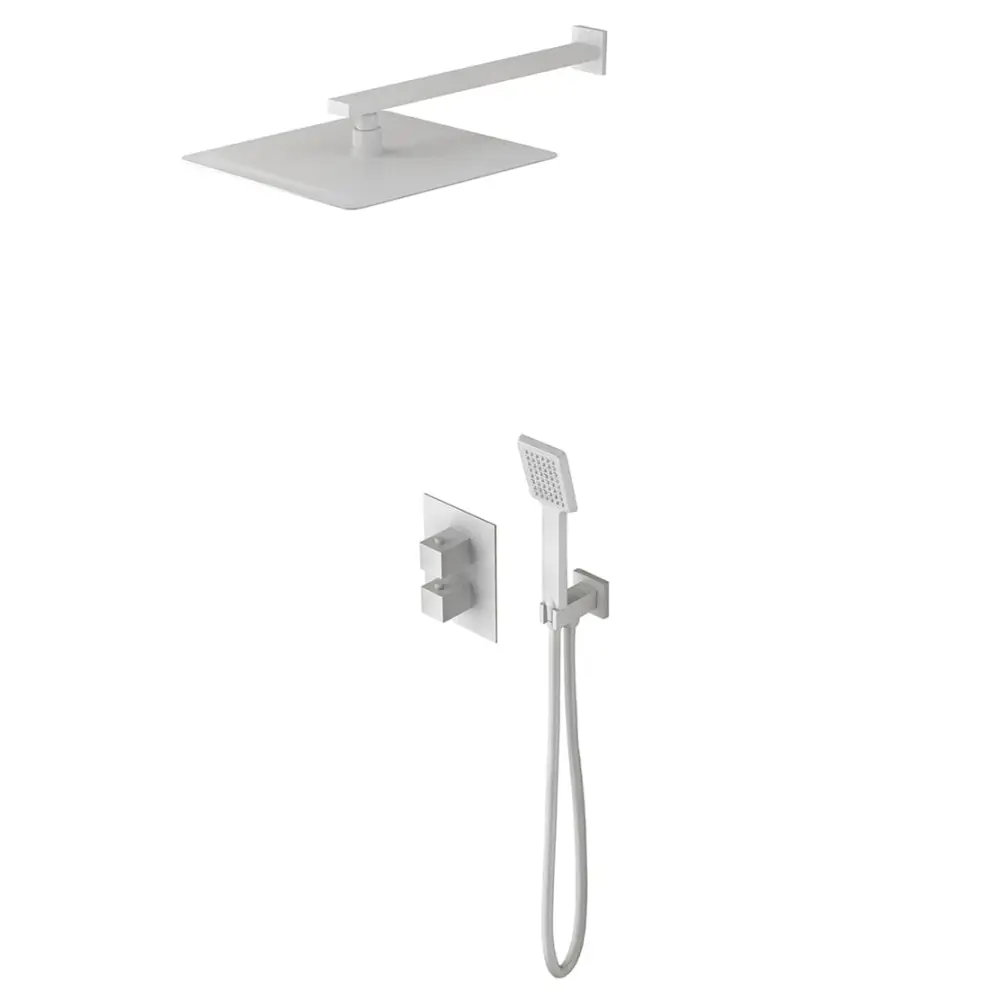 Conjunto De Ducha Empotrado Termostático Cíes Blanco Mate