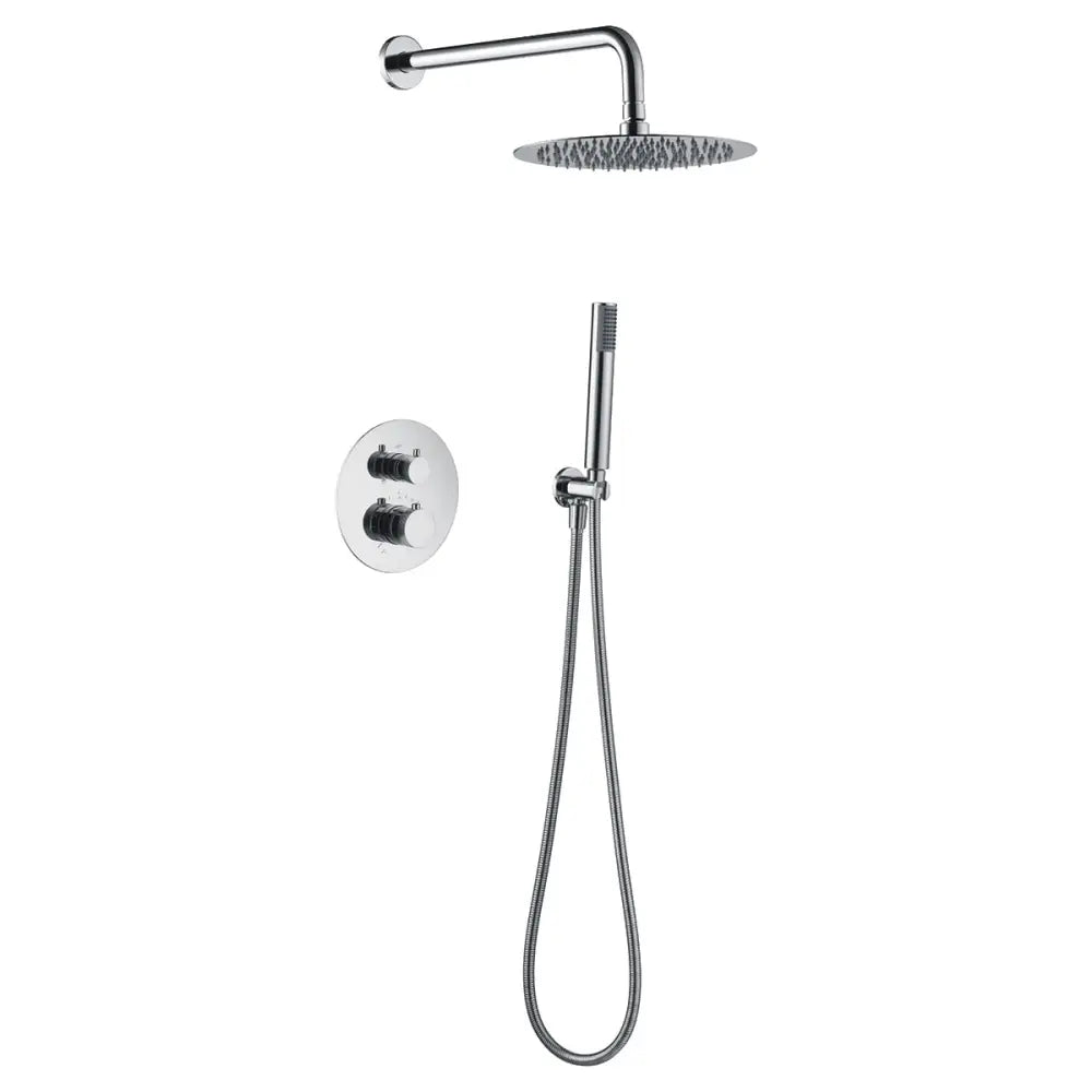 Chrome thermostatic shower set with built-in temperature control valve