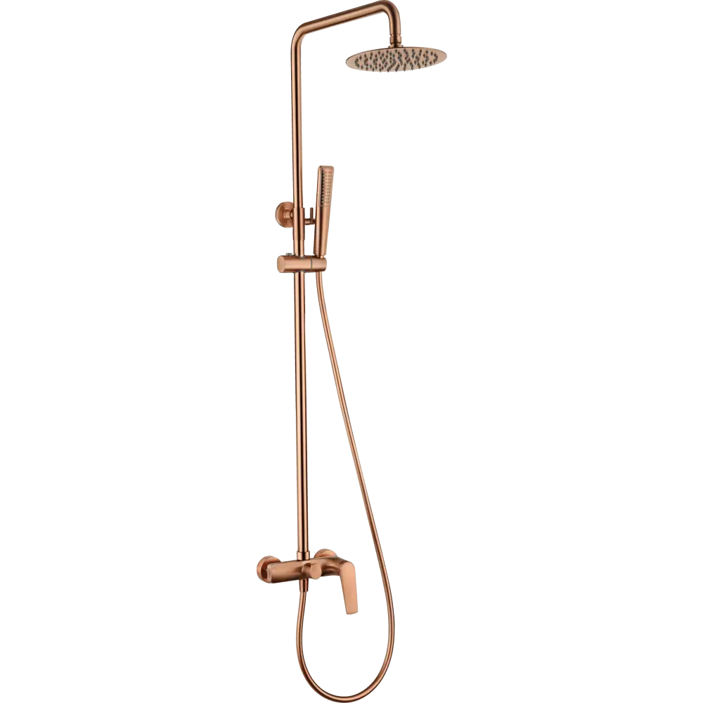 Brushed rose gold single handle shower set with modern monomando design