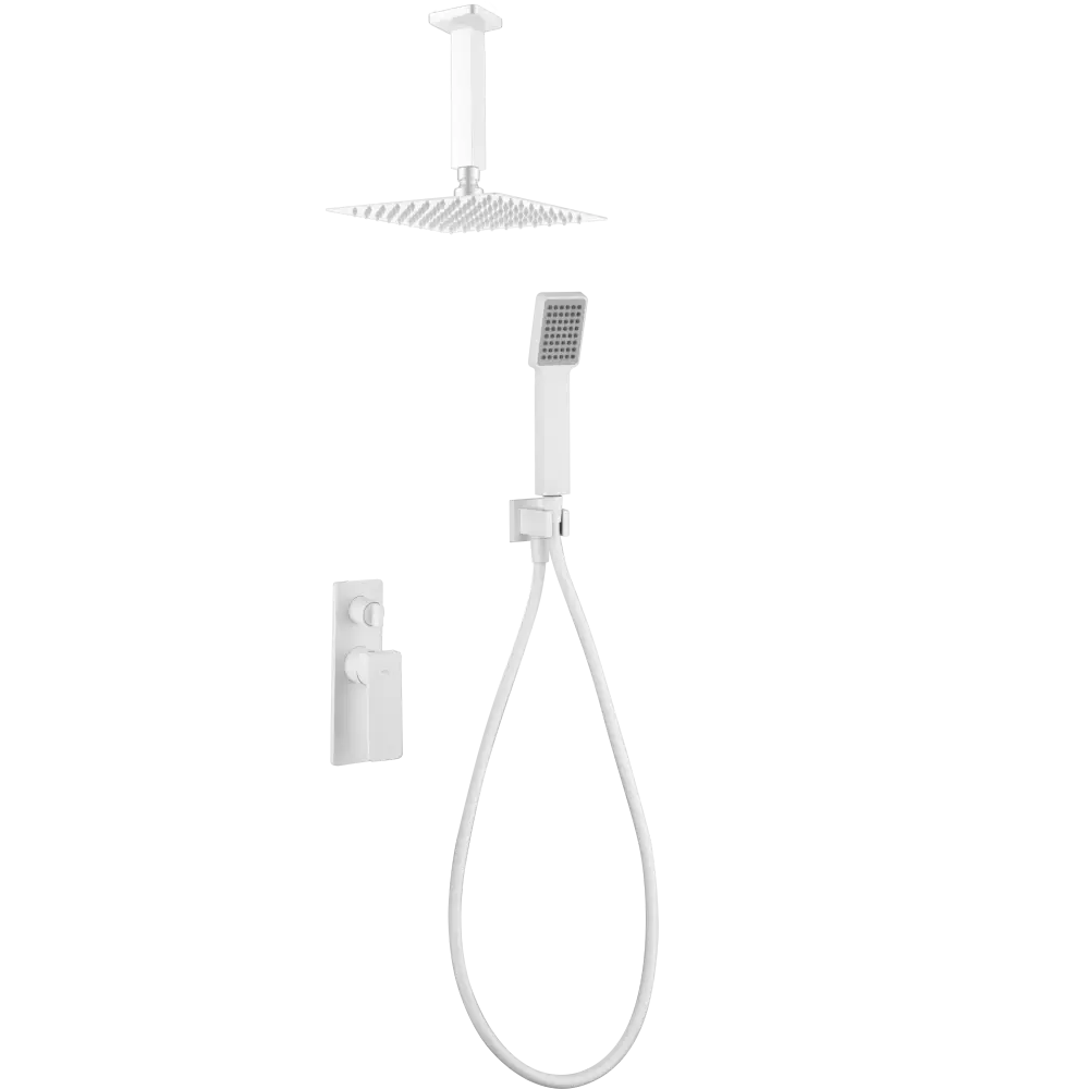 Nadi matte white built-in single-lever shower set with chrome finish