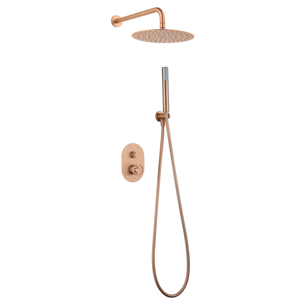 Brushed rose gold single handle built-in shower set modern design