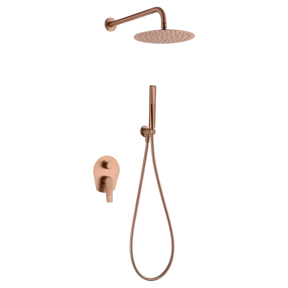 Brushed rose gold single handle built-in shower set with modern design