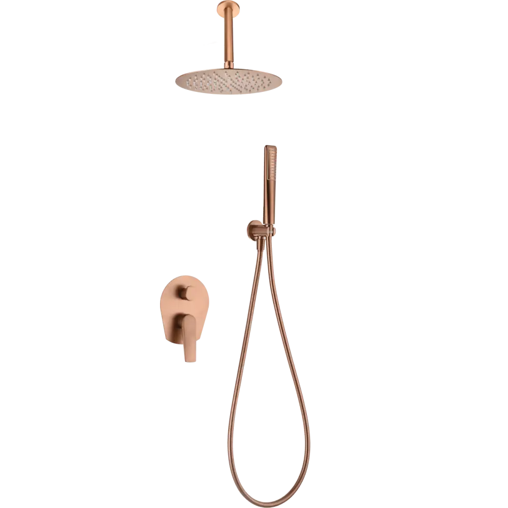 Rose gold modern shower mixer set with single handle design