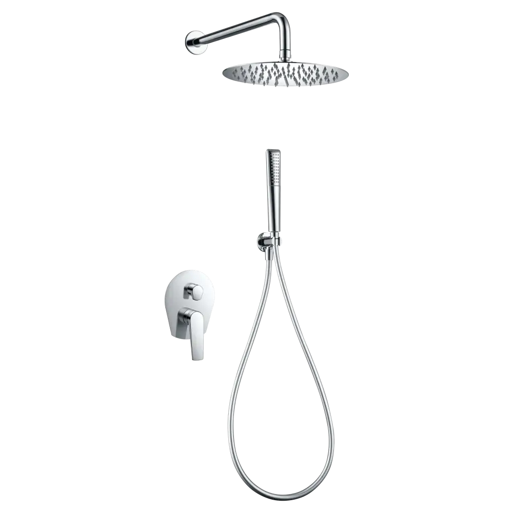 Chrome single-lever recessed shower set with modern minimalist design