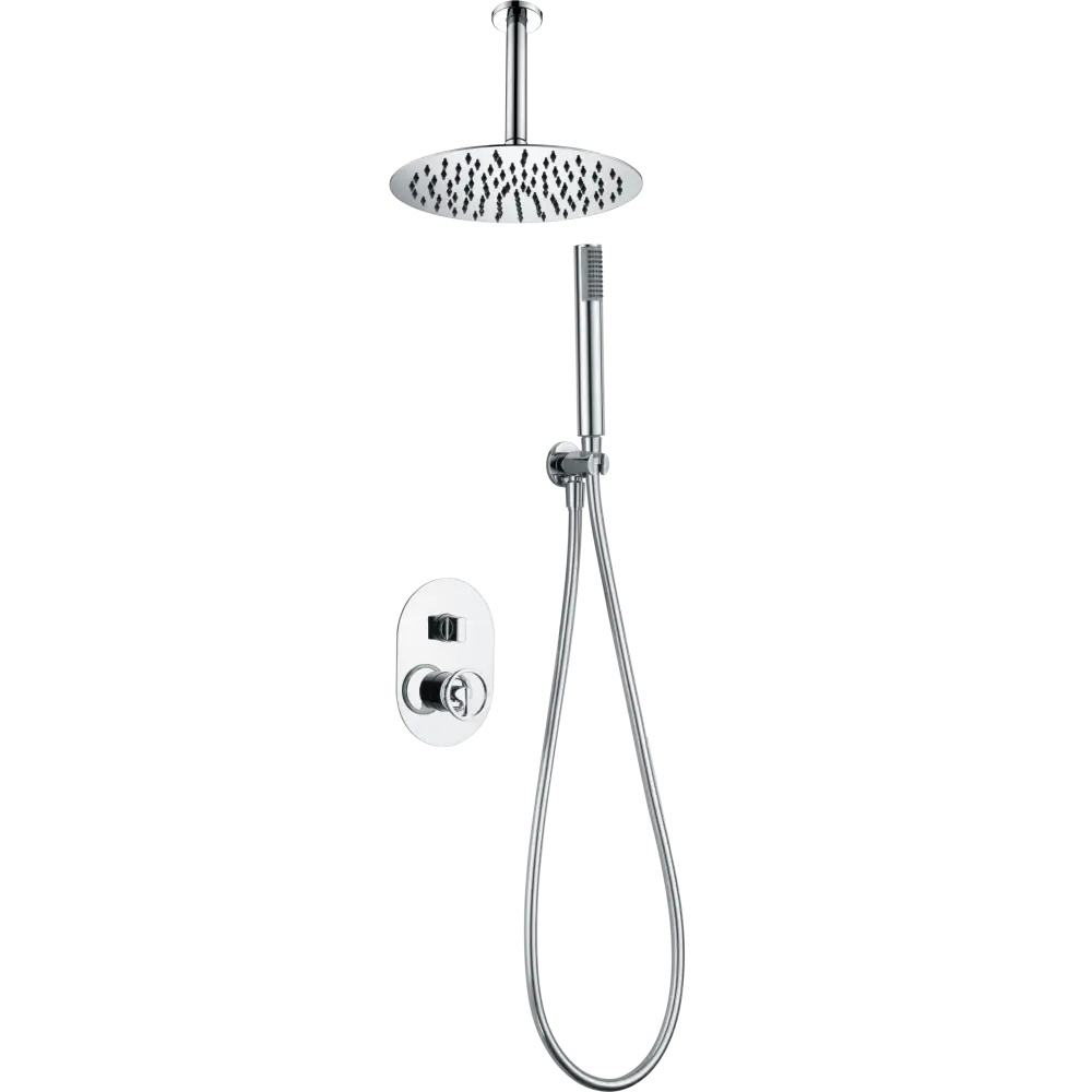 Chrome single-lever modern shower set with minimalist design close-up