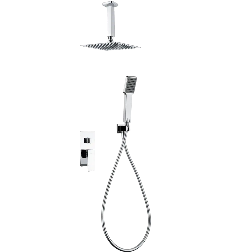 Chrome single-lever modern shower set with sleek design for contemporary bathrooms
